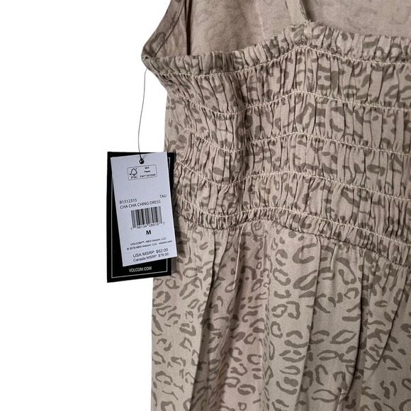 New Women’s Volcom Cha Cha Ching Leopard Print Midi Dress Size M - Picture 4 of 8
